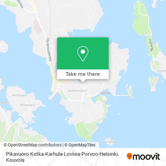Pikavuoro Kotka-Karhula-Loviisa-Porvoo-Helsinki map