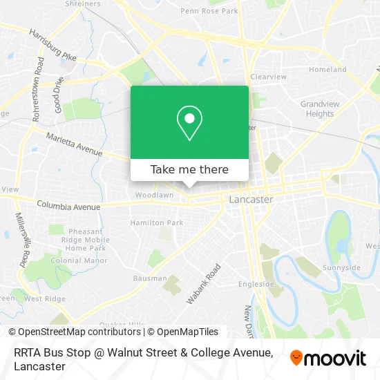 Mapa de RRTA Bus Stop @ Walnut Street & College Avenue