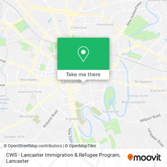 Mapa de CWS - Lancaster Immigration & Refugee Program