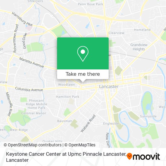 Keystone Cancer Center at Upmc Pinnacle Lancaster map