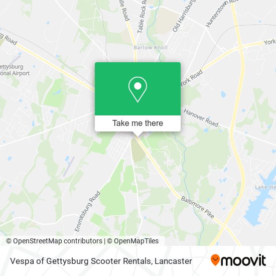 Vespa of Gettysburg Scooter Rentals map