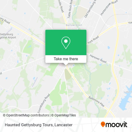 Haunted Gettysburg Tours map