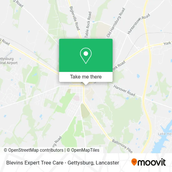 Blevins Expert Tree Care - Gettysburg map