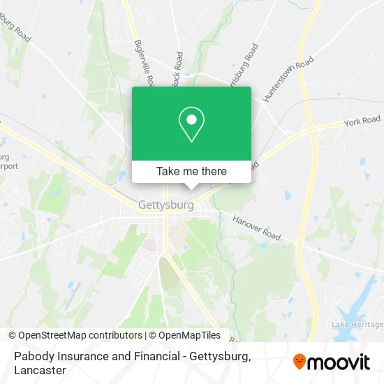 Pabody Insurance and Financial - Gettysburg map