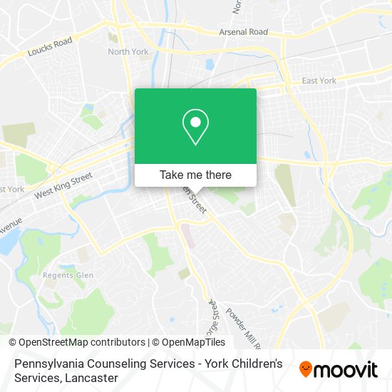 Mapa de Pennsylvania Counseling Services - York Children's Services