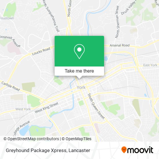 Mapa de Greyhound Package Xpress