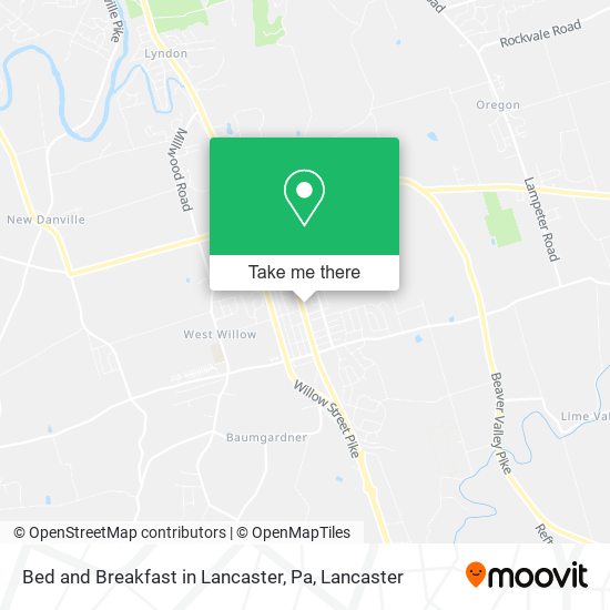 Bed and Breakfast in Lancaster, Pa map