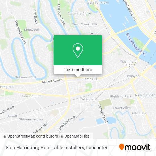 Solo Harrisburg Pool Table Installers map