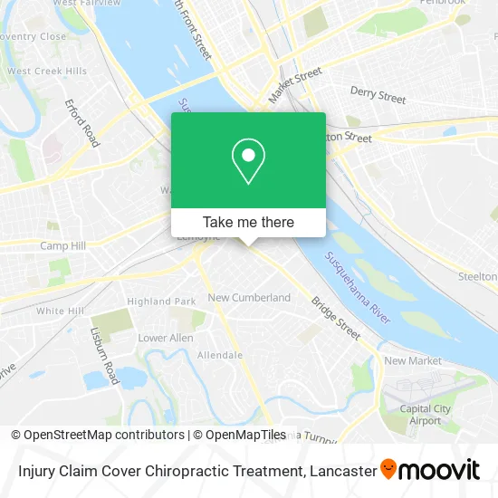 Injury Claim Cover Chiropractic Treatment map