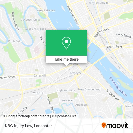 Mapa de KBG Injury Law