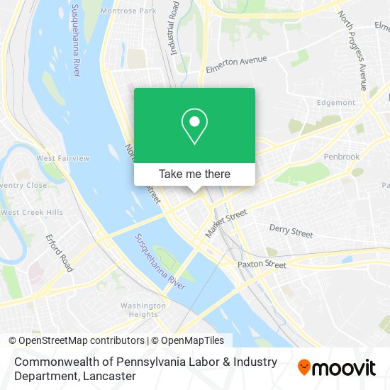 Commonwealth of Pennsylvania Labor & Industry Department map