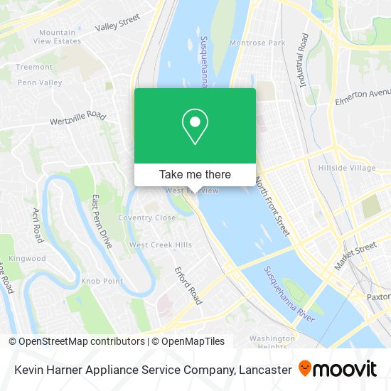 Mapa de Kevin Harner Appliance Service Company