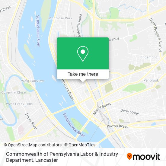 Commonwealth of Pennsylvania Labor & Industry Department map