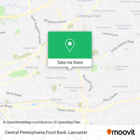 Mapa de Central Pennsylvania Food Bank