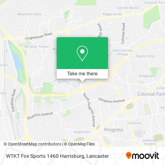 WTKT Fox Sports 1460 Harrisburg map