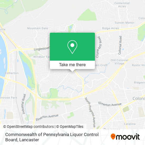 Commonwealth of Pennsylvania Liquor Control Board map