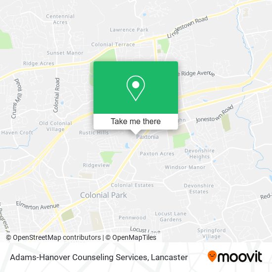 Adams-Hanover Counseling Services map
