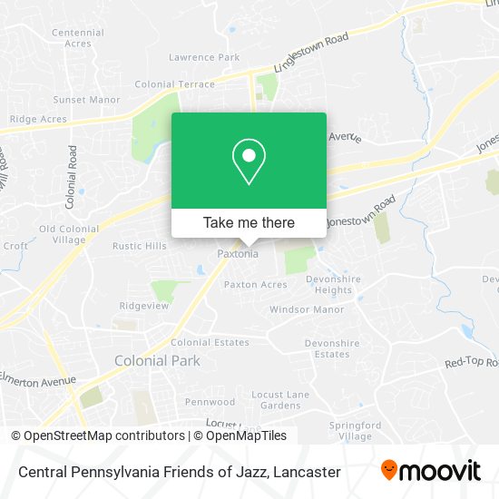 Mapa de Central Pennsylvania Friends of Jazz