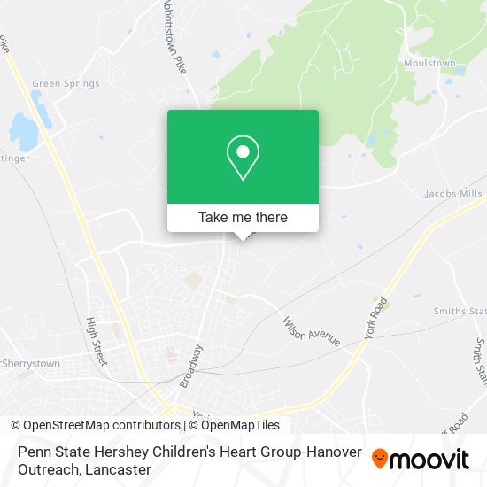 Penn State Hershey Children's Heart Group-Hanover Outreach map