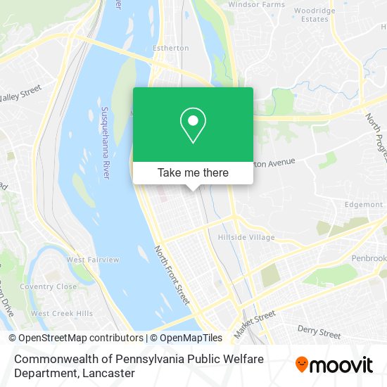 Commonwealth of Pennsylvania Public Welfare Department map