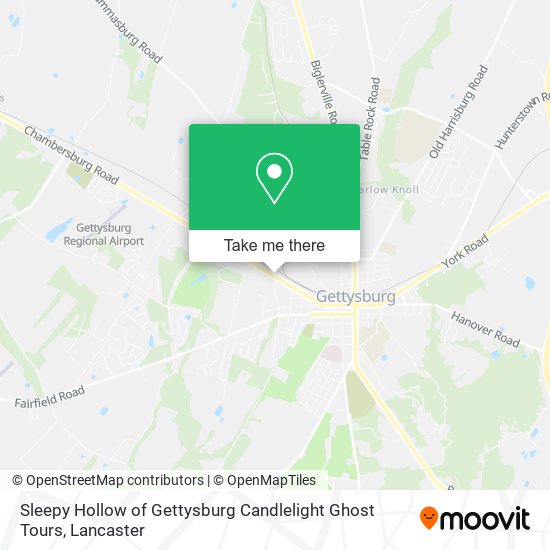 Sleepy Hollow of Gettysburg Candlelight Ghost Tours map