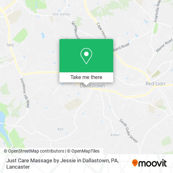 Just Care Massage by Jessie in Dallastown, PA map