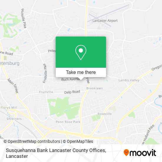 Mapa de Susquehanna Bank Lancaster County Offices