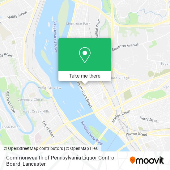 Commonwealth of Pennsylvania Liquor Control Board map