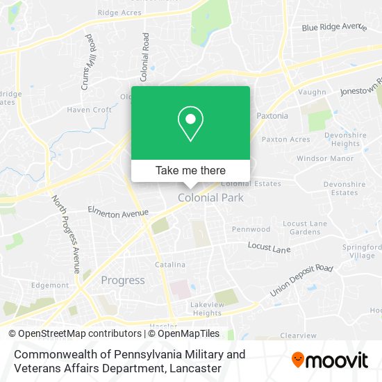 Commonwealth of Pennsylvania Military and Veterans Affairs Department map