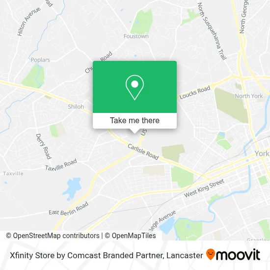 Xfinity Store by Comcast Branded Partner map