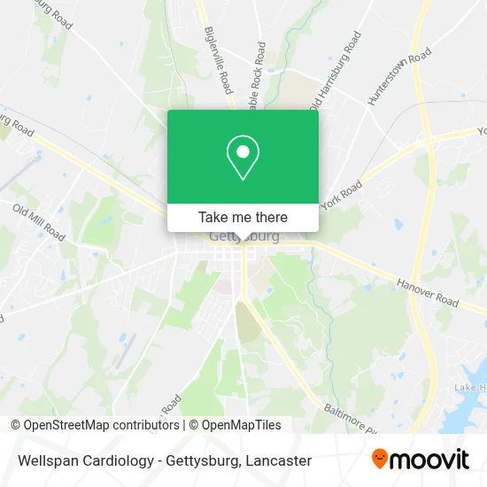 Wellspan Cardiology - Gettysburg map