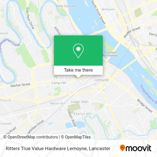 Ritters True Value Hardware Lemoyne map