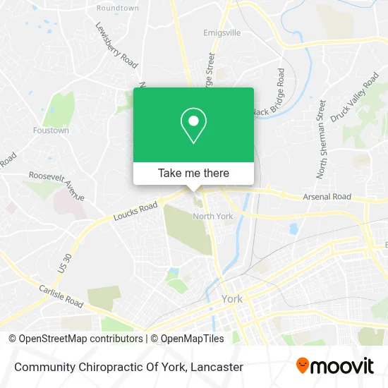 Community Chiropractic Of York map