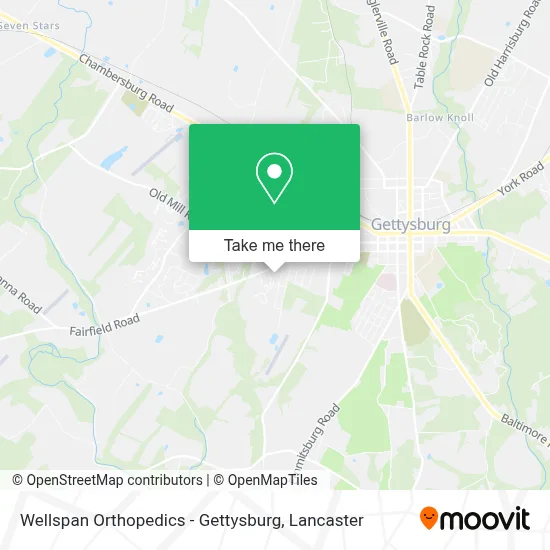 Wellspan Orthopedics - Gettysburg map