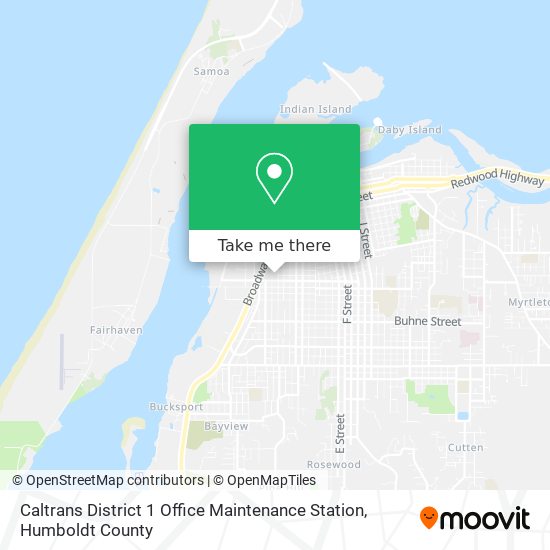 Caltrans District 1 Office Maintenance Station map