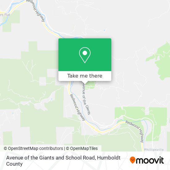 Avenue of the Giants and School Road map
