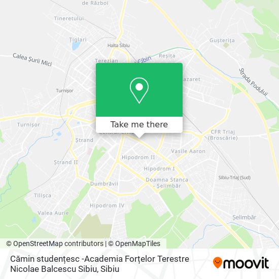 Cămin studențesc -Academia Forțelor Terestre   Nicolae Balcescu  Sibiu map