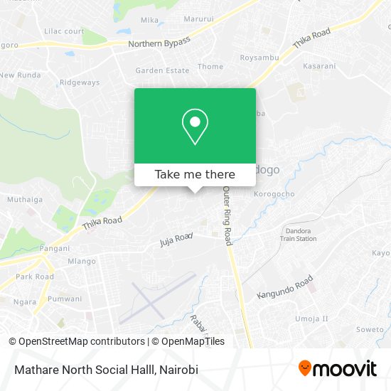 Mathare North Social Halll map