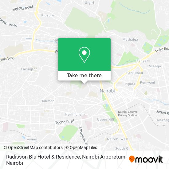 Radisson Blu Hotel & Residence, Nairobi Arboretum map