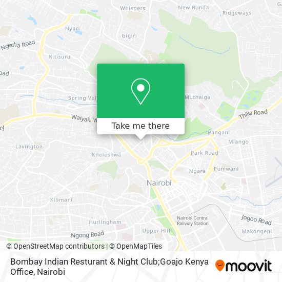 Bombay Indian Resturant & Night Club;Goajo Kenya Office map