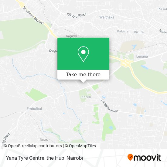 Yana Tyre Centre, the Hub map