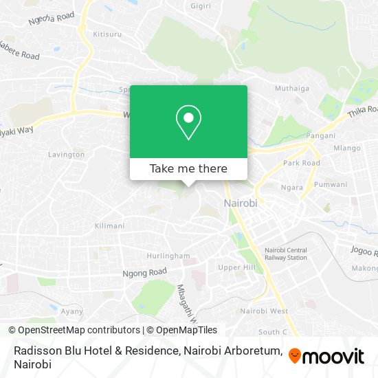 Radisson Blu Hotel & Residence, Nairobi Arboretum map