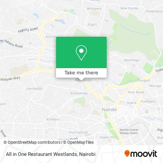 All in One Restaurant Westlands map