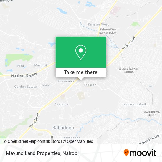 Mavuno Land Properties map