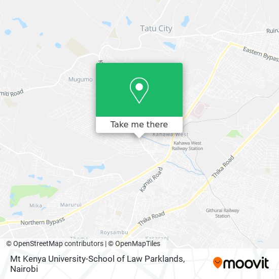 Mt Kenya University-School of Law Parklands map