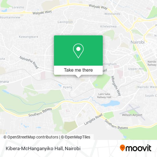 Kibera-McHanganyiko Hall map