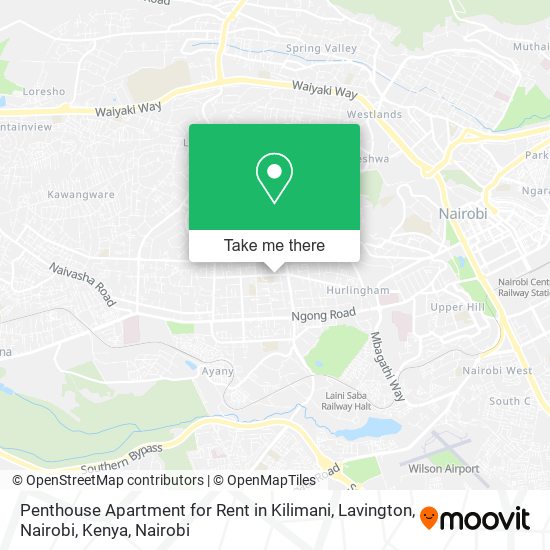 Penthouse Apartment for Rent in Kilimani, Lavington, Nairobi, Kenya map