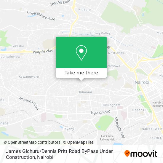 James Gichuru / Dennis Pritt Road ByPass  Under Construction map