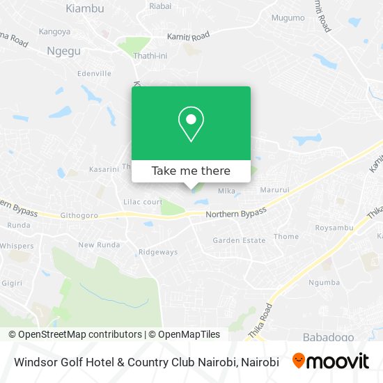 Windsor Golf Hotel & Country Club Nairobi map