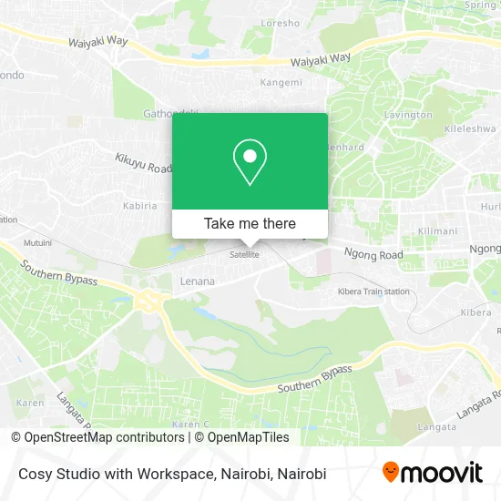 Cosy Studio with Workspace, Nairobi map